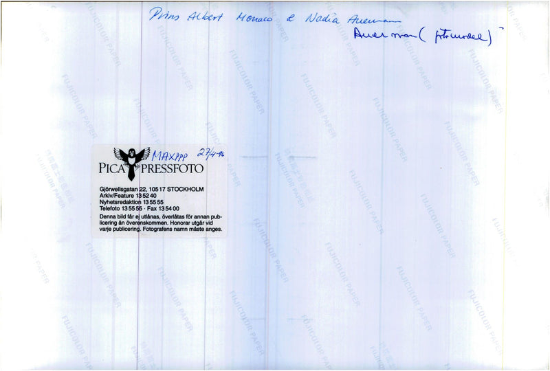 Prince Albert along with supermodel Nadja Auermann - Vintage Photograph