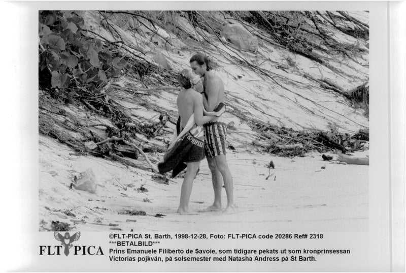 Prince Emanuele Filiberto of Savoy beach holiday with Natasha Andress in St Barth - Vintage Photograph