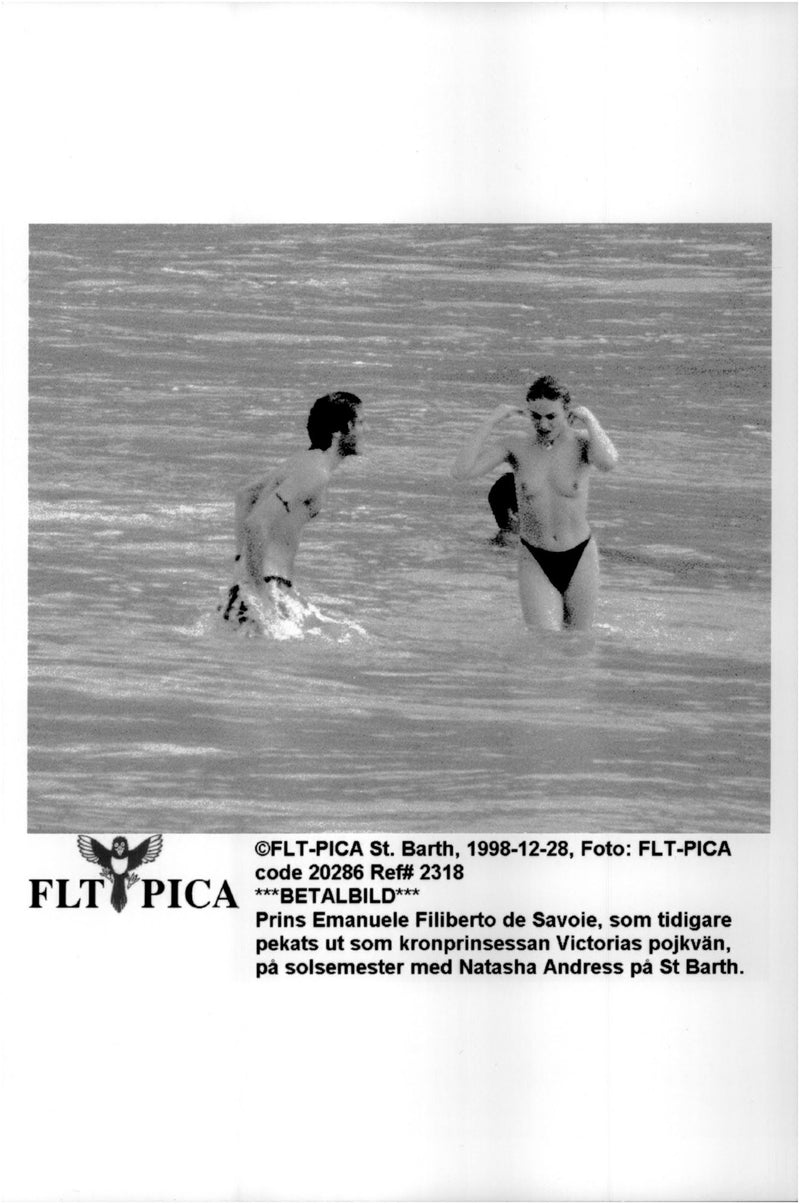 Prince Emanuele Filiberto of Savoy beach holiday with Natasha Andress in St Barth - Vintage Photograph