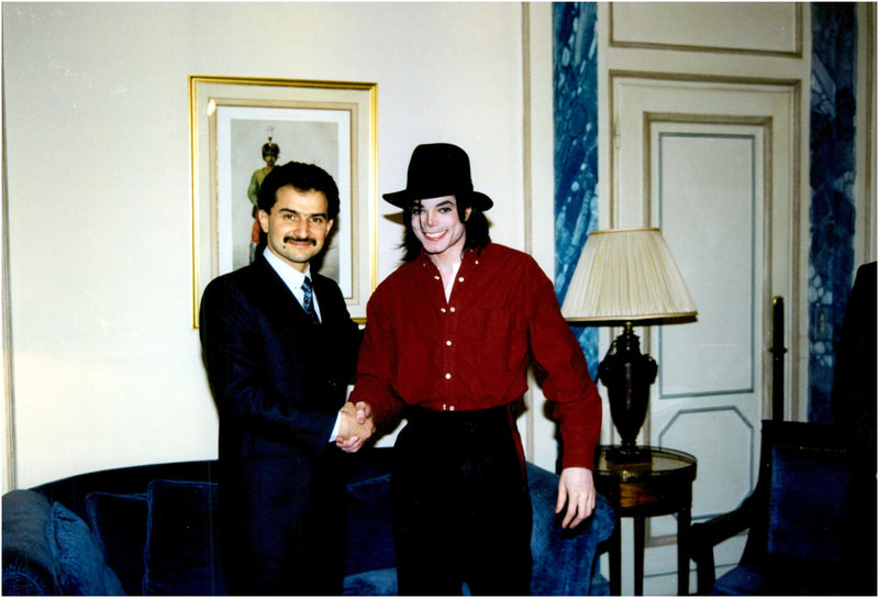 Prince Al-Waleed together with Michael Jackson - Vintage Photograph