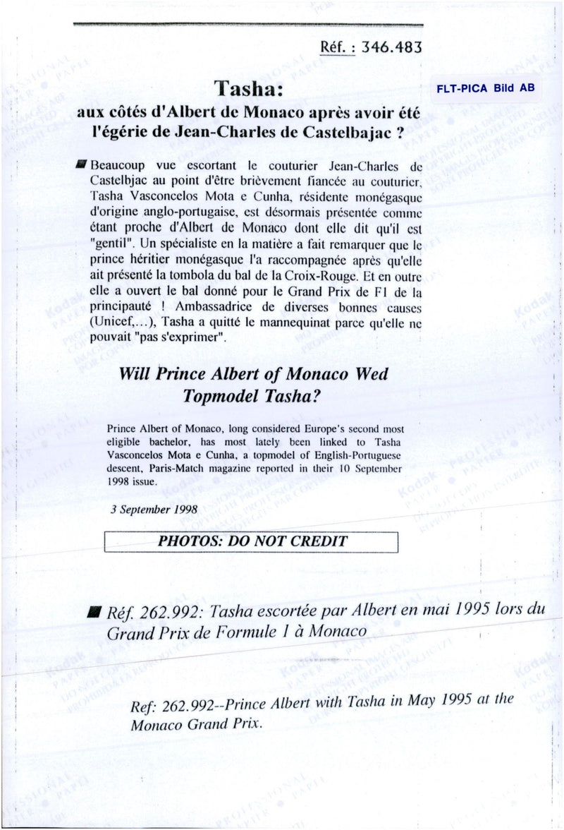 Prince Albert along with model Tasha Vasconcelos - Vintage Photograph