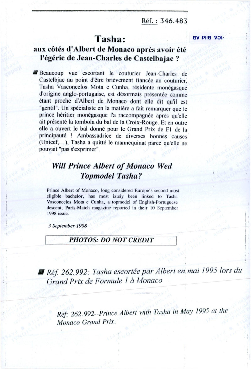 Prince Albert along with model Tasha Vasconcelos - Vintage Photograph