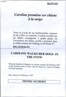 Princess Caroline walking their dogs on a skiing holiday - Vintage Photograph