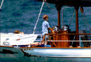 Princess Diana on board the yacht Saraxa along with her sons William and Harry - Vintage Photograph