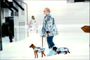 Princess Antoinette of Monaco walking with his two dogs in Lech am Arlberg - Vintage Photograph