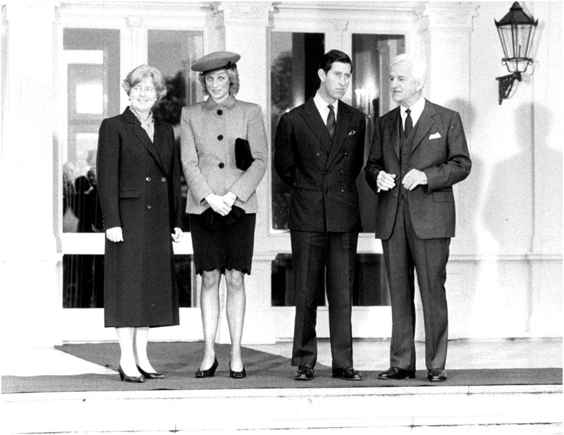 Princess Diana and Prince Charles along with German presidential couple WeizsÃ¤cker - Vintage Photograph