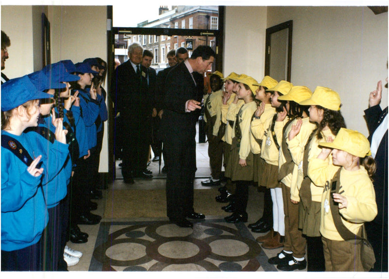 Prince Charles greeted by Brownies in his visit to Islington - Vintage Photograph