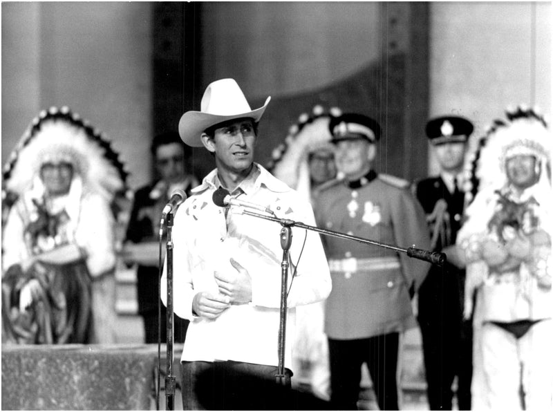 Prince Charles wearing cowboy clothes at the opening of the Calgary Stampede - Vintage Photograph