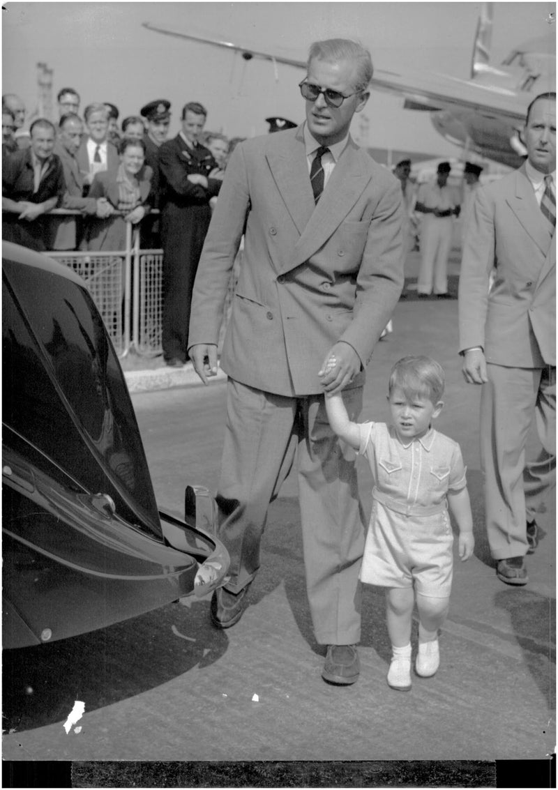 Prince Charles along with his father, the Duke of Edinburgh - Vintage Photograph