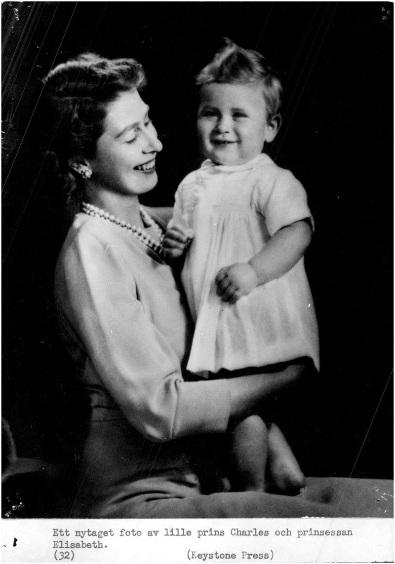 Prince Charles along with Mother Elizabeth II - Vintage Photograph