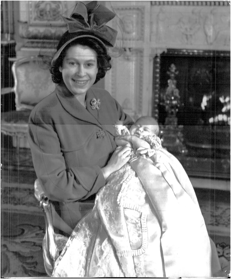 Elizabeth II, along with the newly named Little Prince Charles - 1 December 1948 - Vintage Photograph