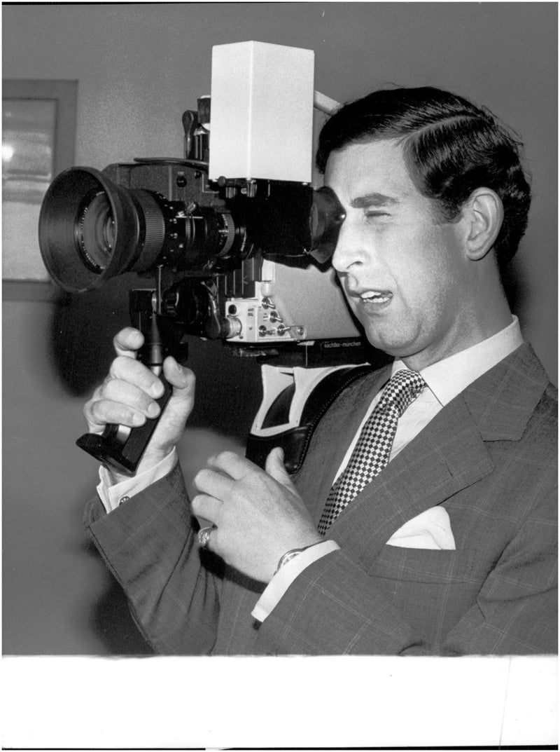 Prince Charles try to film with a newly launched camera - Vintage Photograph