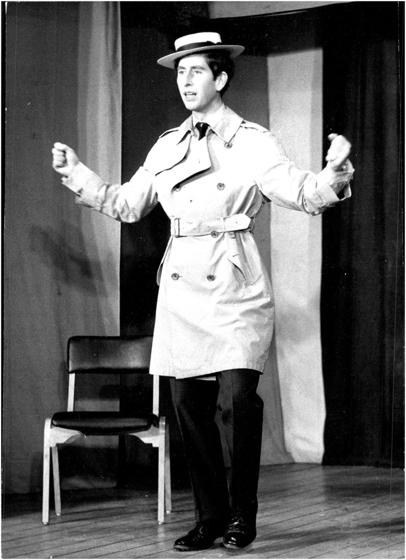 Prince Charles 20 years old, during the rehearsal of the school revue Trimity - Vintage Photograph