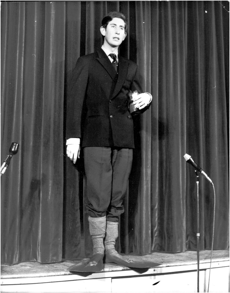 Prince Charles 20 years old, during the rehearsal of the school revue Trimity - Vintage Photograph