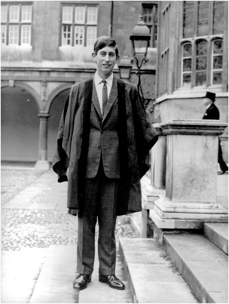 Prince Charles outside Trinity College - Vintage Photograph