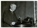 Chief Engineer Fohlin speaks in the Concert Hall - 1 April 1938 - Vintage Photograph