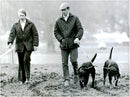 Princess Anne and her husband Mark Phillips on a walk with the dogs - Vintage Photograph