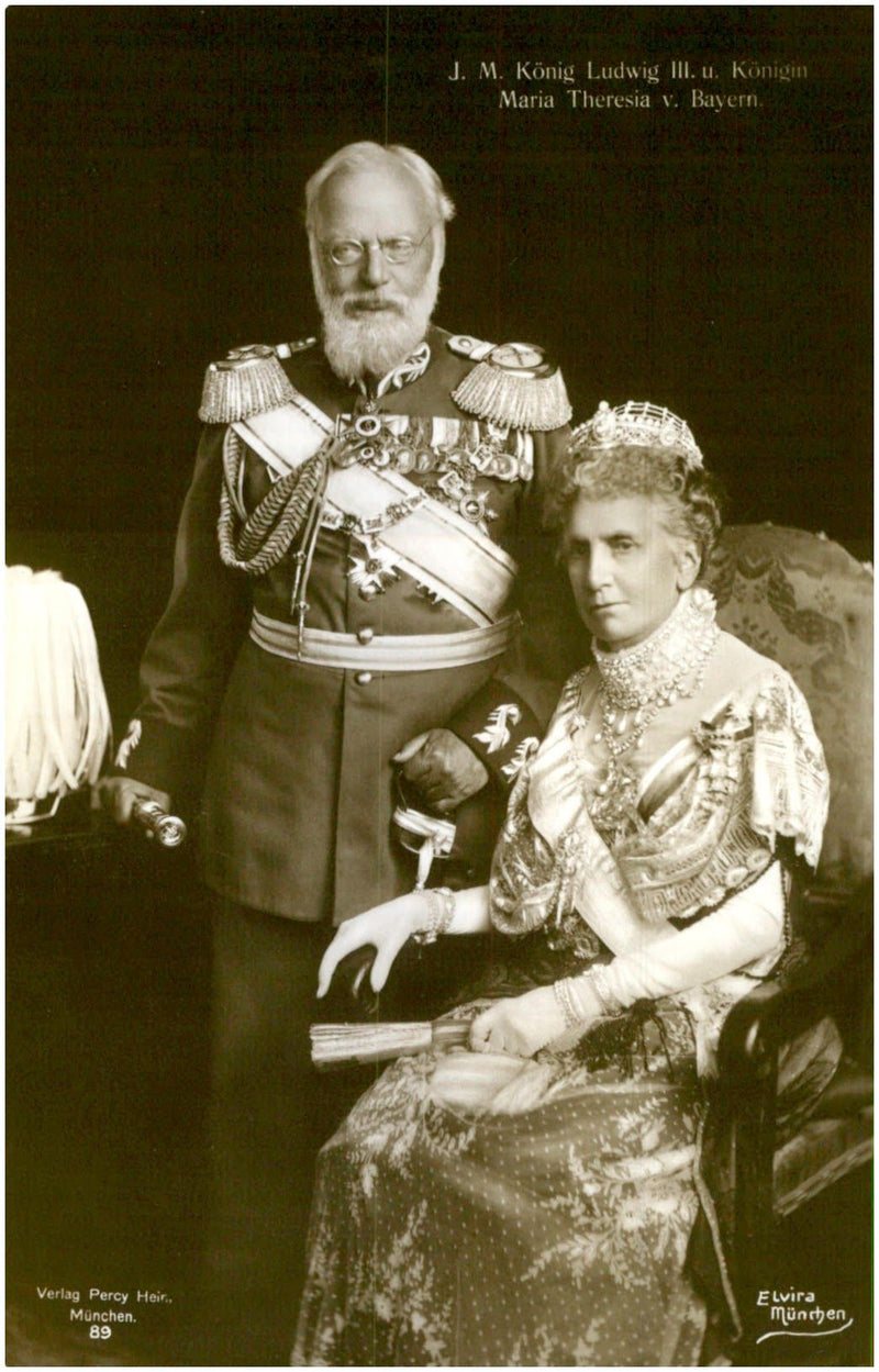 Portrait of King Ludwig III and Queen Maria Theresia von Bayern 1913-1918. - Vintage Photograph