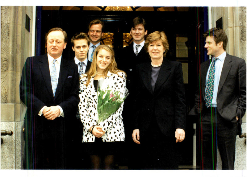 Newlyweds Andrew Parker Bowles and Rosemary Pitman, together with their children - Vintage Photograph