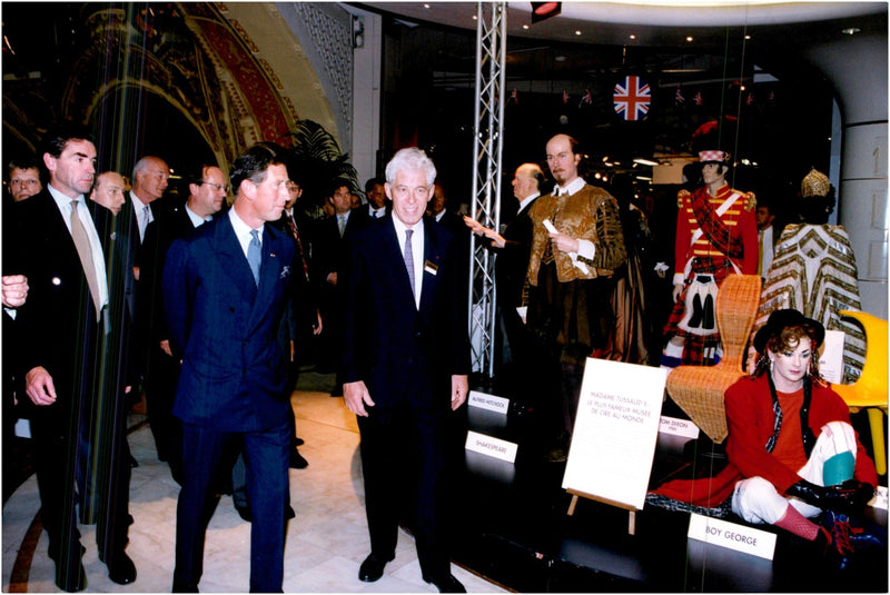 Prince Charles opened an exhibition at Gallery Lafayette in Paris. - Vintage Photograph