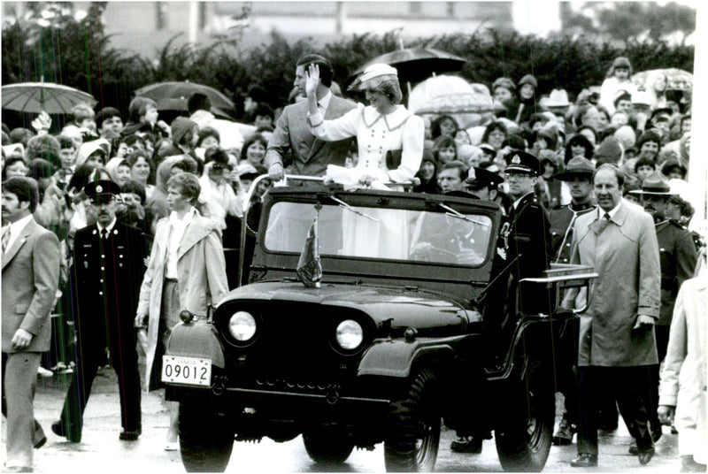 Princess Diana waves smoothly to spectators while visiting Halifax along with Prince Charles - Vintage Photograph