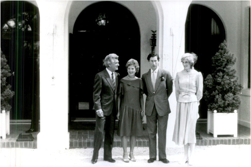Australian Prime Minister Bob Hawke and wife together with Prince Charles and Princess Diana - Vintage Photograph