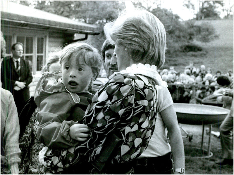 Princess Diana along with boy Andrew while visiting Gloucestershire - Vintage Photograph
