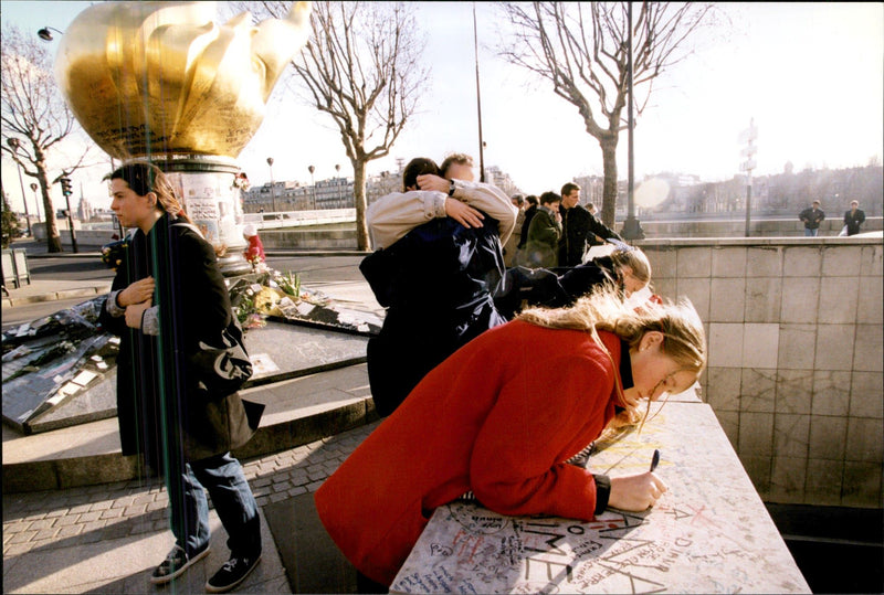 Tribute ceremony where people can write their own letters to Princess Diana at the Place de l&