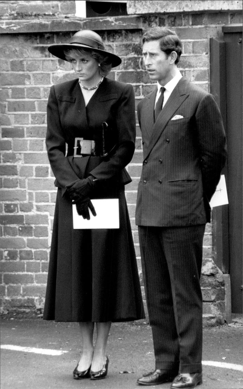 Princess Diana and Prince Charles at the funeral of Christoper Soame - Vintage Photograph