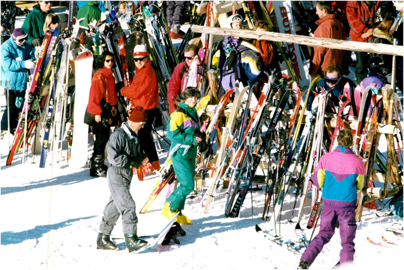 Prince Charles with family on skiing holidays in the Alps - Vintage Photograph