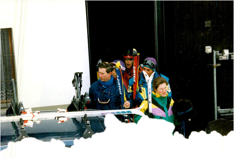 Prince Charles on ski holidays in the Alps with the family - Vintage Photograph