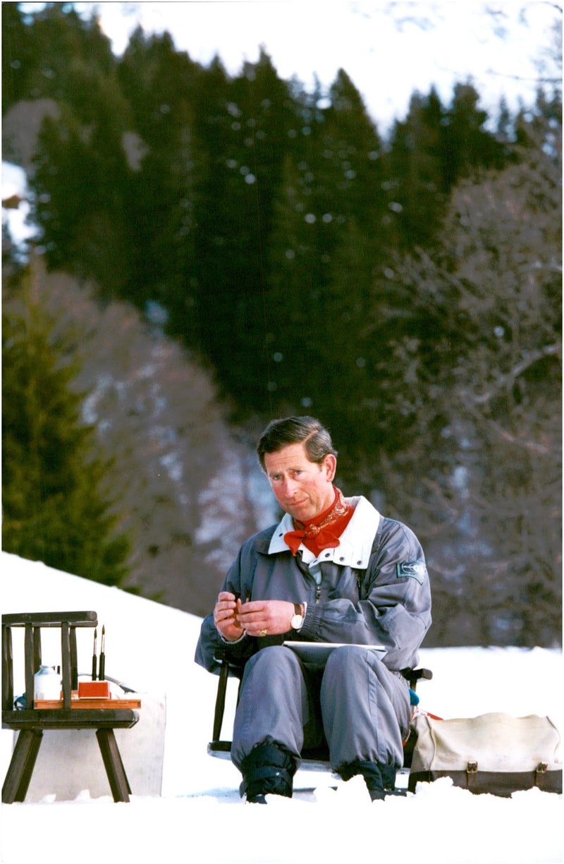 Prince Charles on a skiing holiday in Klosters - Vintage Photograph