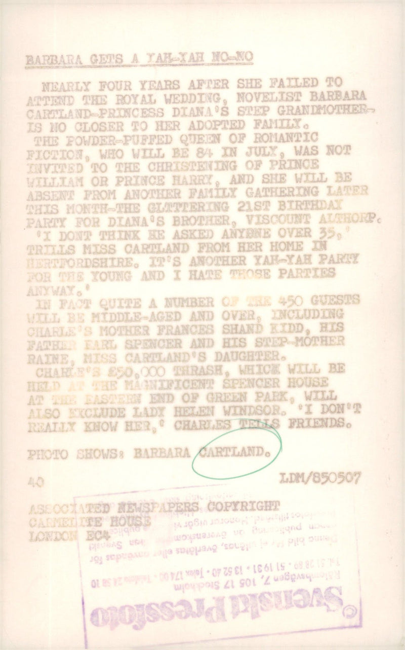 Barbara Cartland out in the garden with her two dogs - Vintage Photograph