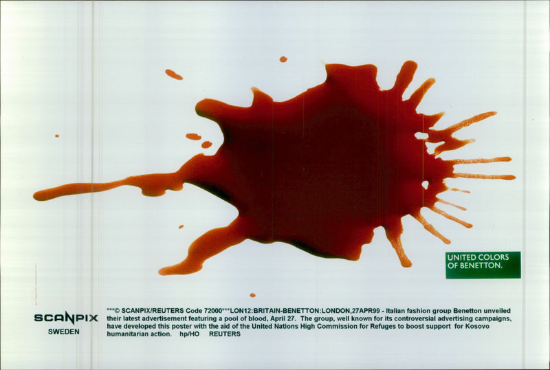 Benetton advertising a pool of blood - Vintage Photograph
