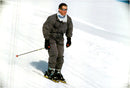 Prince Charles goes skiing during a skiing holiday in Switzerland. - Vintage Photograph