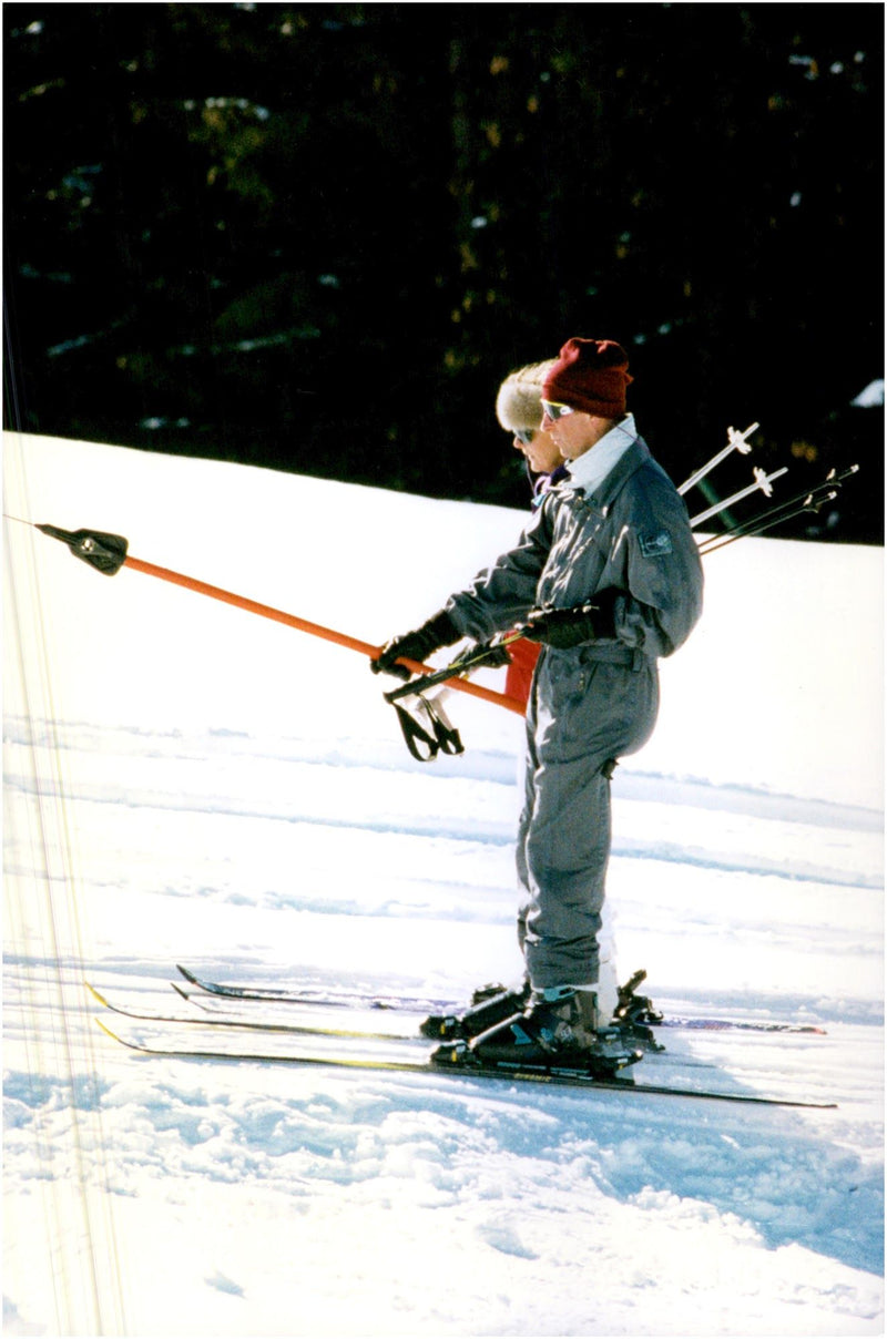 Prince Charles during a skiing holiday in Switzerland. - Vintage Photograph