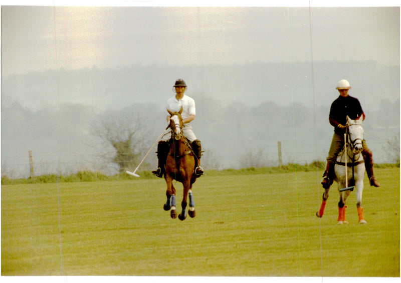 Prince Charles back in the saddle and polo competitions again after an absence due to an injured arm. - Vintage Photograph