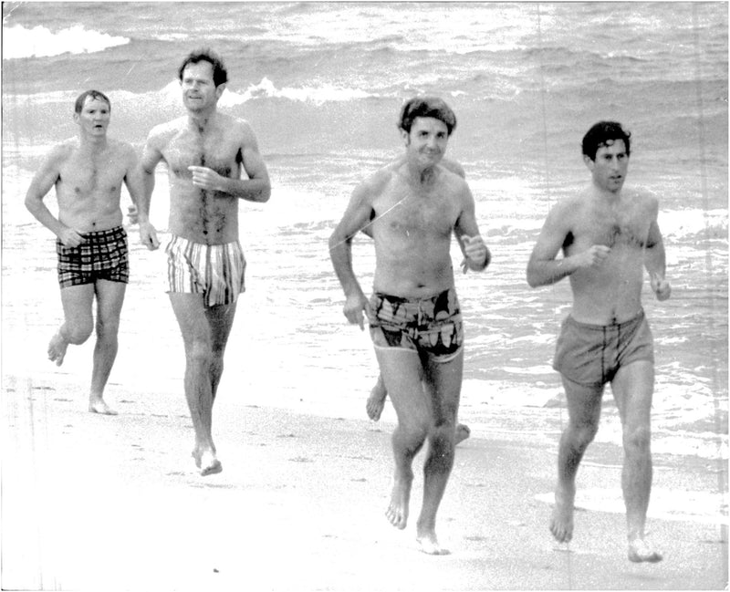 Paparazzi Picture of Prince Charles, taken in conjunction with a run on the beach in Perth, Australia. - Vintage Photograph