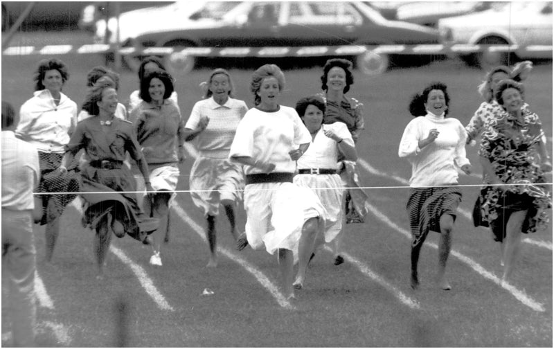 Princess Diana attending a sporting event together with other mothers - Vintage Photograph