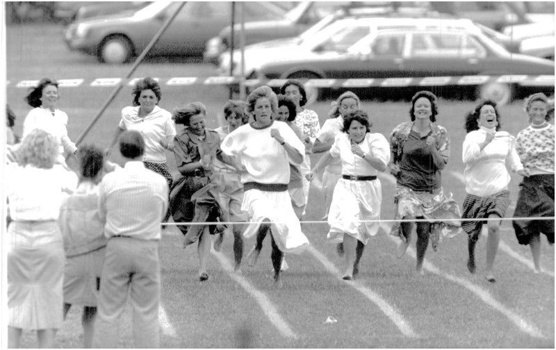 Princess Diana attending a sporting event together with other mothers - Vintage Photograph