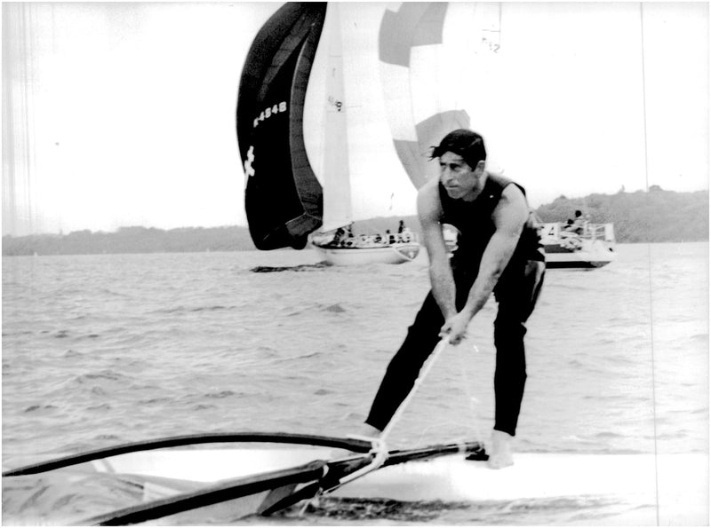 Prince Charles trying to kite surf - Vintage Photograph