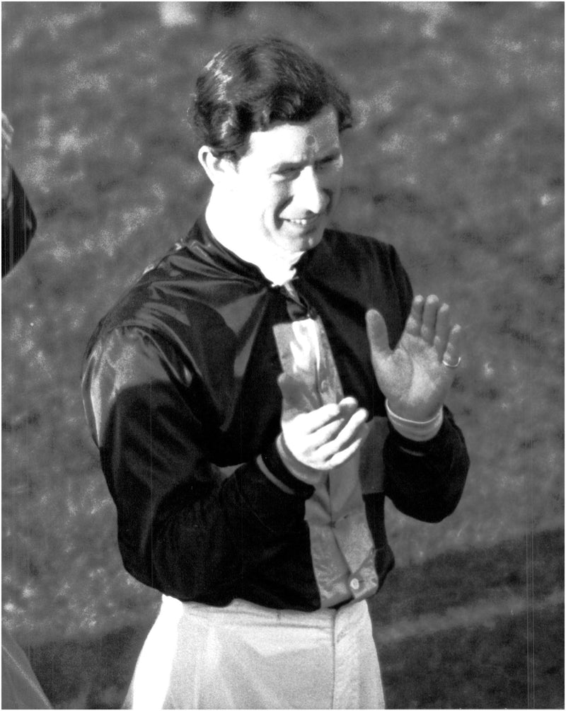 Prince Charles applauds the winner Derek Thompson after the race at Long Wharf - Vintage Photograph