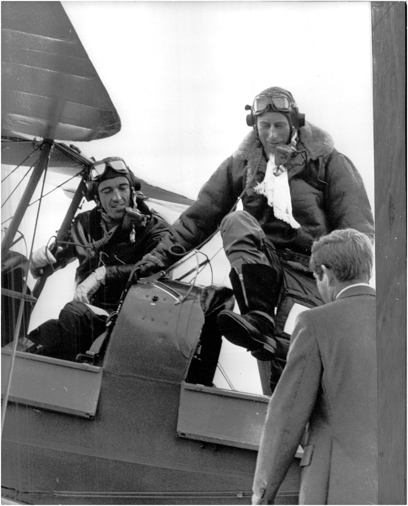 Prince Charles steps of the plane at RAF Beson - Vintage Photograph