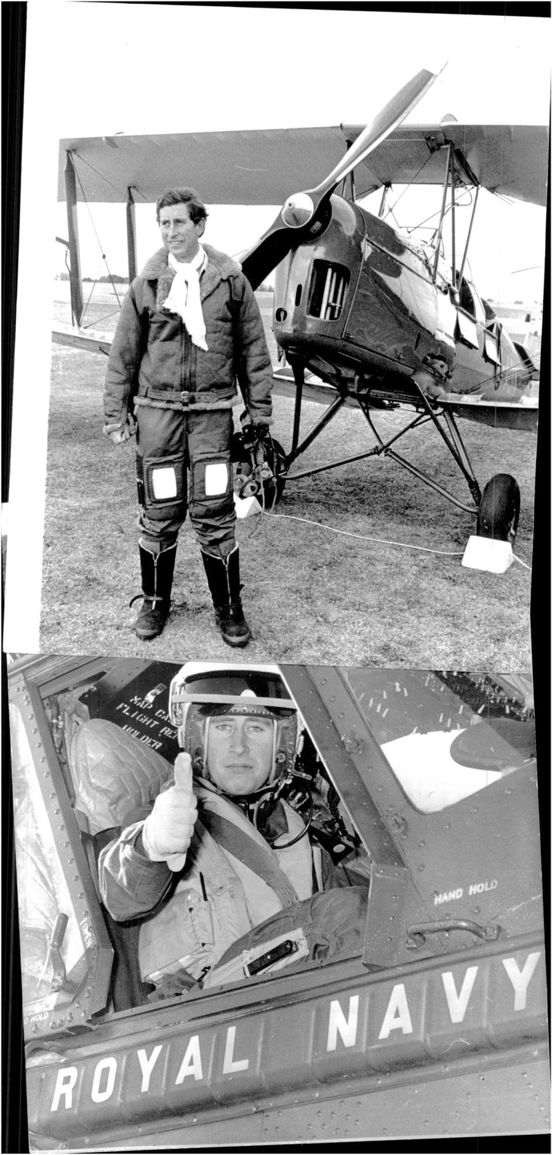 Prince Charles is a trained pilot and likes to sit behind the levers when he is going to fly somewhere. - Vintage Photograph