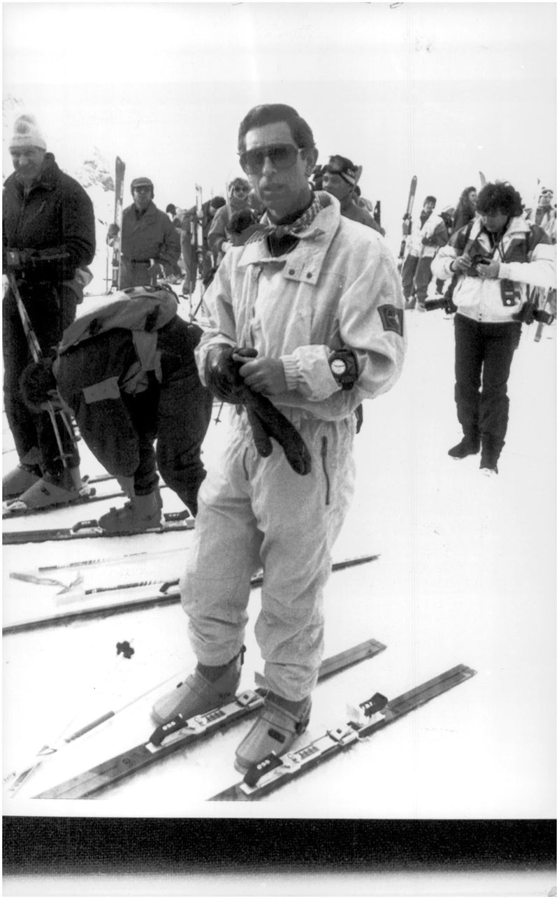 Prince Charles goes downhill in the ski holiday - Vintage Photograph