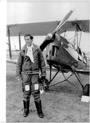 Prince Charles in front Chipmunk plane he will test drive - Vintage Photograph