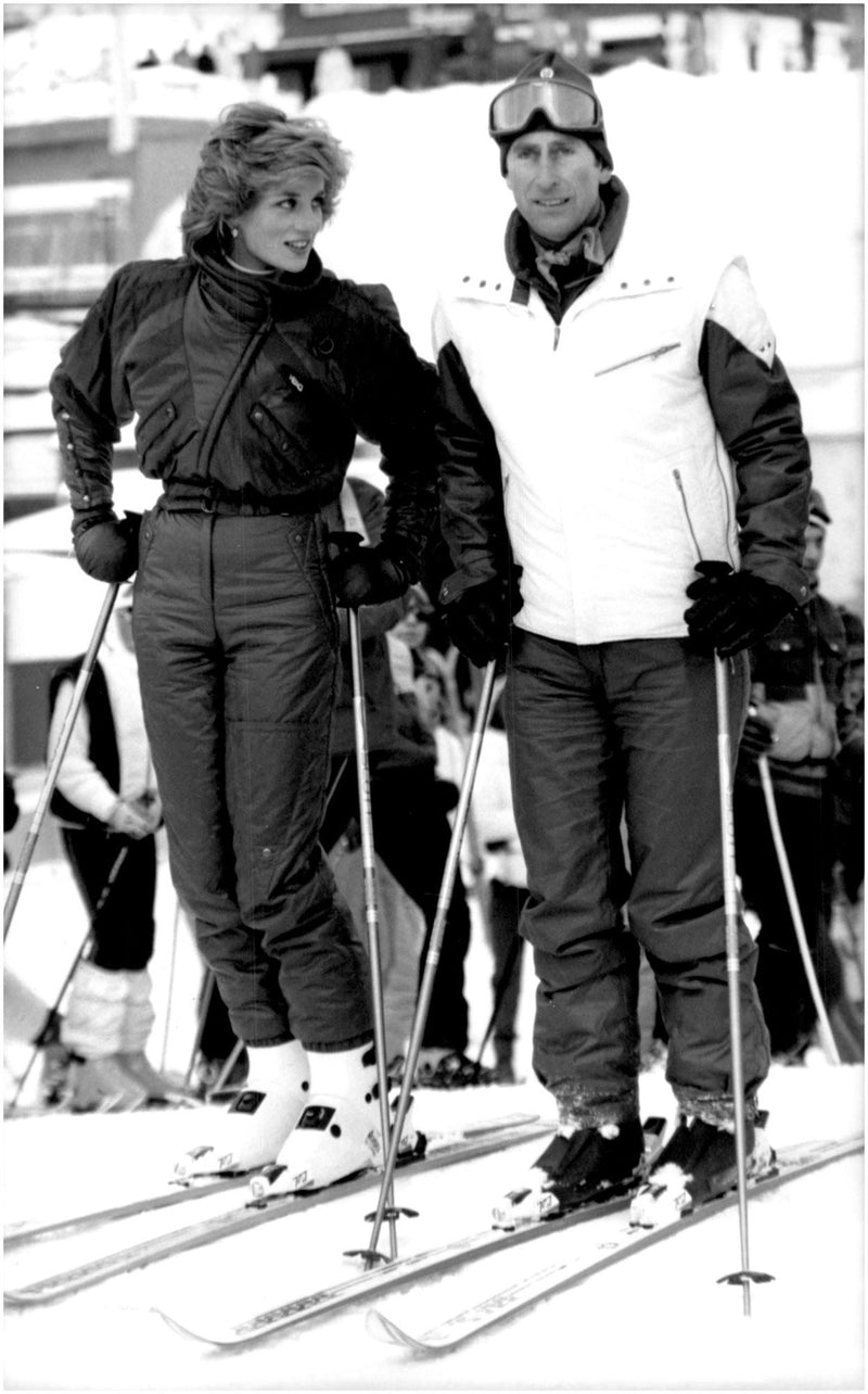 Prince Charles and Princess Diana enjoys a ski holiday - Vintage Photograph