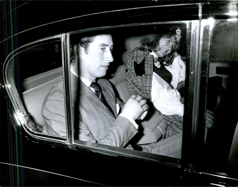 Camilla Parker Bowles leaves the Theater Royal to breastfed with Prince Charles - Vintage Photograph