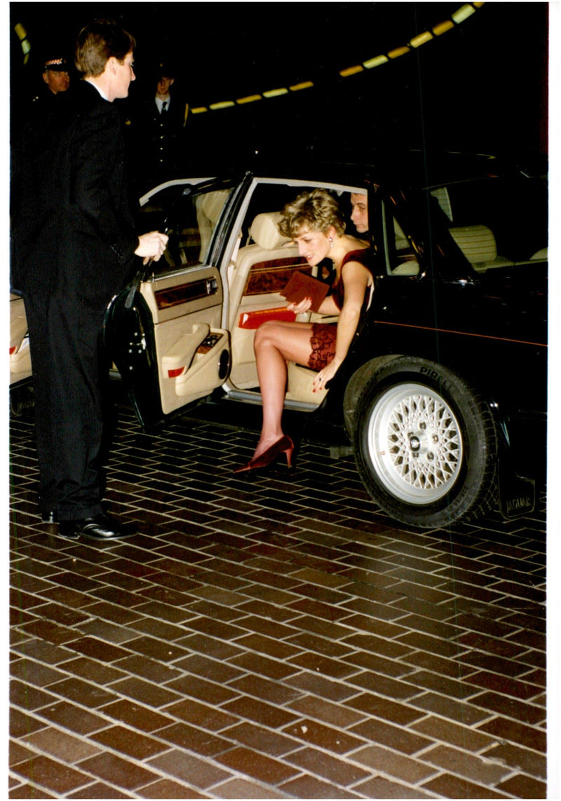 Princess Diana arrives for a gala at the London Barbican - Vintage Photograph
