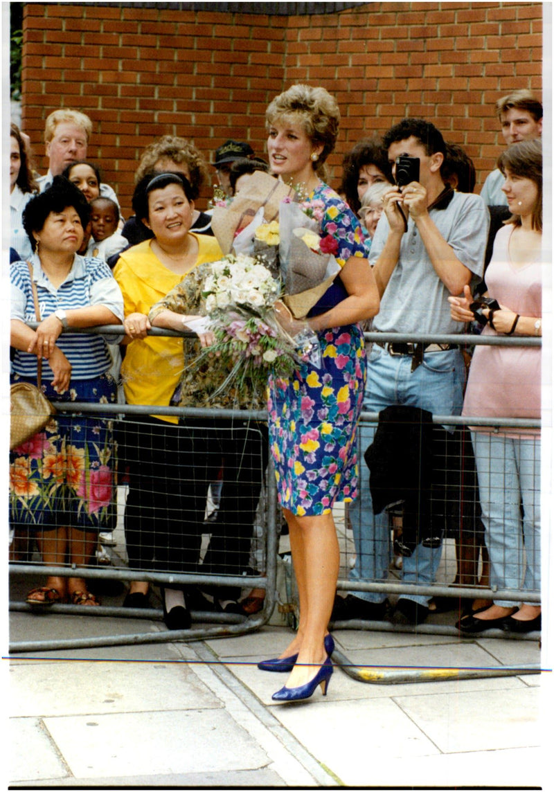 Princess Diana in floral dress - Vintage Photograph